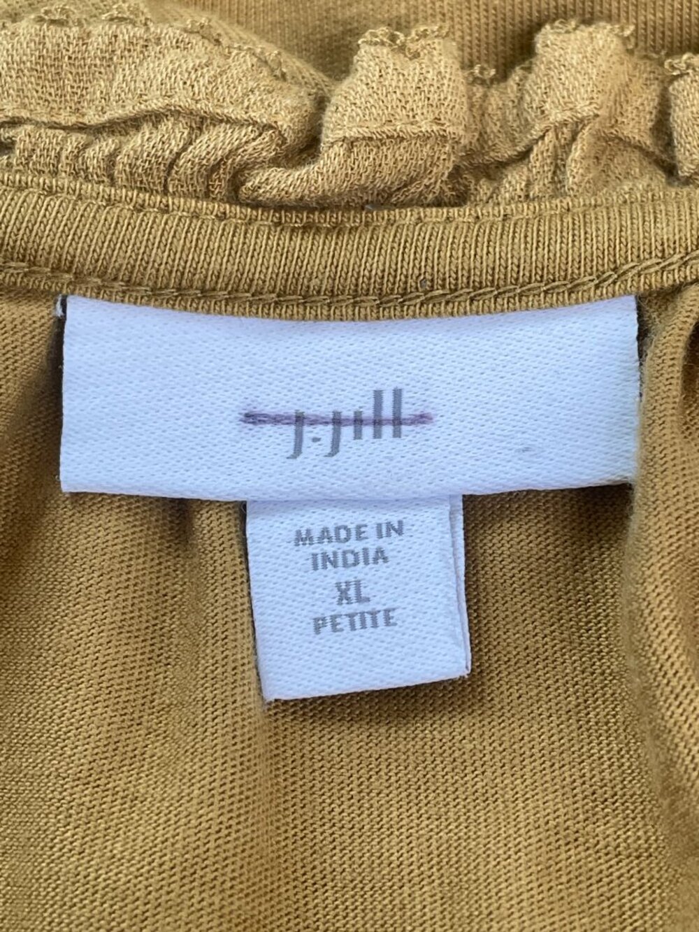 J.Jill XL Petite Embroidered Flutter Sleeve Cotton Modal Boho Top Mustard - Picture 4 of 13
